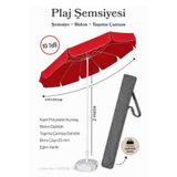 Düvenci Kırmızı Plaj Şemsiyesi 200 cm Çap / 10 Telli + Bidon + Taşıma Çantası Dahil