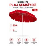 Düvenci Kırmızı Renkli Plaj,Güneş ve Bahçe Şemsiyesi 200 cm Çap/10 telli, eğim verilir
