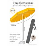 Düvenci Plaj Şemsiyesi Sarı 200 cm Çap / 10 Telli + Bidon + Taşıma Çantası Dahil