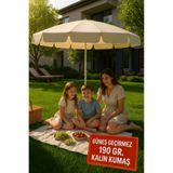 Düvenci Şemsiye Plaj, Güneş Ve Balkon Şemsiyesi Krem Renk Kalın Kumaş 10 Telli 200cm Çap