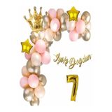 DÜVENCİ TİCARET 0-9 Yaş Lüks Doğum Günü Balon Seti, Kral Taç, Yıldız ve Rakam Folyo Balon, Gold-Pembe-Beyaz