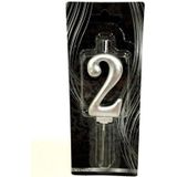 DÜVENCİ TİCARET 2 Yaş Gümüş Rakam Mum, 6 cm Boy, Pasta Süslemesi