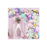 DÜVENCİ TİCARET Çıtıpıtıstore Gökkuşağı Konsepti Unicorn Temalı Makaron Balon Doğum Günü Parti Kutlama Seti