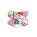 DÜVENCİ TİCARET Figürlü Takım 5'li Folyo Balon Seti, Unicorn Kalp Tasarım