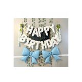DÜVENCİ TİCARET Happy Birthday Folyo Balon Seti, Beyaz, Mavi Fiyonk