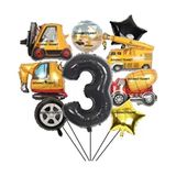Düvenci Ticaret Inşaat Temalı Haki Renkli Iş Makinaları Tamalı Yaş Balon Set 3 Adet Eğlenceli Parti Malzemesi