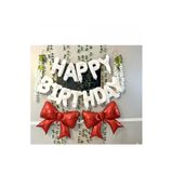 Duvenci Ticaret Kırmızı Fiyonk Beyaz Happy Birthday Folyo Set