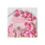 DÜVENCİ TİCARET Lüks 1 Yaş Doğum Günü Balon Seti Fuşya Makaron Pembe