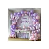 DÜVENCİ TİCARET MAKARON LİLA PEMBE KELEBEK FOLYO BALONLU BALON ZİNCİR SET