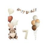 DÜVENCİ TİCARET OTURAN KALPLİ AYI RETRO RENK DOĞUM GÜNÜ YAŞ BALON SET