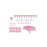 DÜVENCİ TİCARET Pembe Doğum Günü Tabak Bardak Seti 8 Kişilik