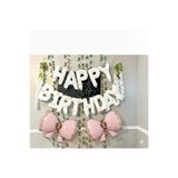 Duvenci Ticaret Pembe Fiyonk Beyaz Happy Birthday Folyo Balon Seti