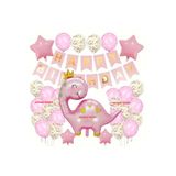 DÜVENCİ TİCARET Pembe Taçlı Dinozor FOLYOLU BALON SET