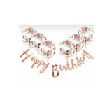 DÜVENCİ TİCARET Rose Gold Konfetili Şeffaf Balon Rose Gold Happy Bırthday Banner