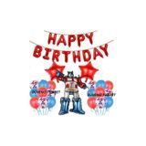 DÜVENCİ TİCARET Transformers Anime Doğum Günü Balon Seti, 20 Adet Balon, 2 Adet Yıldız Folyo, 1 Adet Robot Folyo, Kırmızı