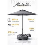 Düvenci Toptan Alubrella Antrasit Renk Bahçe Şemsiyesi Yuvarlak, 250 cm Çaplı, Su Geçirmez Kumaş, Bidonlu - 1