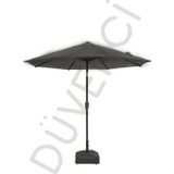 Düvenci Toptan Alubrella Antrasit Renk Bahçe Şemsiyesi Yuvarlak Bidonlu, 250 CM Çap, Su Geçirmez Kumaş