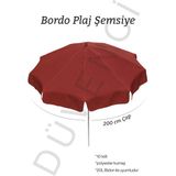Düvenci Toptan Bordo Plaj Şemsiyesi 200 cm Çap /10 Telli, Polyester Kumaş - Bordo-Krem rengi
