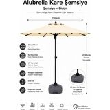 Düvenci Toptan Düvenci Alubrella Krem Güneş Şemsiyesi Kare 210/210, BİDONLU - Bej