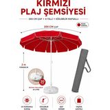 Düvenci Toptan Kırmızı Plaj Şemsiyesi 200 cm Çap / 10 Telli + Bidon + Taşıma Çantası Dahil