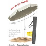 Düvenci Toptan Krem Renkli 200 cm Çap ve 10 Telli Plaj Şemsiyesi + Şemsiye Kılıfı, Bidonsuz