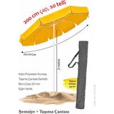 Düvenci Toptan Sarı Renkli 200 cm Çap ve 10 Telli Plaj Şemsiyesi + Şemsiye Kılıfı, Bidonsuz