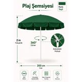 Düvenci Yeşil Plaj Şemsiyesi 200 cm çap /10 telli, Polyester Kumaş