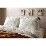 Duvetta Kapitone Kılıflı Yün Boncuk Yastık - Krem Rengi - 50 x 70 cm