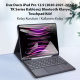 Dux Ducis İpad Pro 12.9 (2020/2021/2022) Tk Series Kablosuz Bluetooth Klavye Touchpad Kılıf-1852