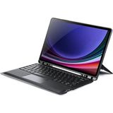 Dux Ducıs Samsung Galaxy Tab S9 + Ayrılabilir Bluetooth Klavye Touchpad Pu Deri KILIF-(5775) - Siyah