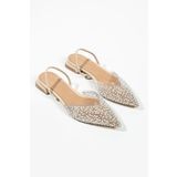DUXAL SHOES Bella İnci Detay Arkası Açık Topuklu Ayakkabı-Babet