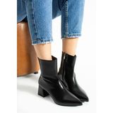 Duxal Shoes Blyana Sivri Burun Kalın Topuklu Kadın Bot - Siyah