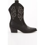 Duxal Shoes Eda Siyah Mat Nakışlı Detaylı Western Kovboy Bot Çizme