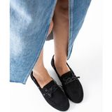 Duxal Shoes Juno Kadın Süet Bağcıklı Mokasen Ayakkabı Casual Babet - Siyah