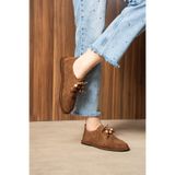 DUXAL SHOES Paloma Hakiki Deri Boncuk Detaylı Delikli Kadın Oxford Ayakkabı Günlük Casual Ayakkabı Babet