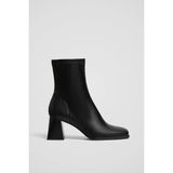 Duxal Shoes Streç Bilekli Orta Boy Blok Topuklu Bot Siyah Renkli Rahat Yürüyüş İçin Şık Tasarım