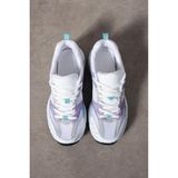 Duxal Shoes Unisex Beyaz Spor Ayakkabı A Kadınlar İçin Düz Tabanlı Mavi Detaylı Rahat Tasarım