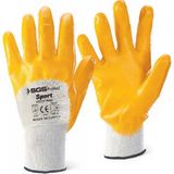 DUXXA Sgs Sport Latex Kaplı Pamuk Eldiven SGS7211 10 Adet - Sarı - Beyaz - Standart