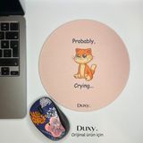 Duxy Espirili Kedi Desenli Pembe Mouse Pad, 19 Cm, Kaymaz Taban, Ev Ofis Oyun Için Rahat ve Yumuşak Mousepad
