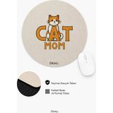 Duxy Espirili Kedi Kauçuk Mouse Pad, 19 Cm, Kaymaz Taban, Ev Ofis Oyun Için Rahat ve Yumuşak Mousepad RTY8301 - Renkli