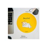 Duxy Espirili Kedi Kauçuk Mouse Pad, 19 cm, Kaymaz Taban, Ev Ofis Oyun için Rahat ve Yumuşak Mousepad