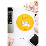 Duxy Espirili Kedi Mouse Pad, 19 Cm, Kaymaz Taban, Ev Ofis Oyun Için Rahat ve Yumuşak Mousepad - Sarı