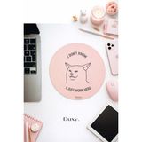 Duxy Espirili Kedi Mouse Pad, 19 Cm, Kaymaz Taban, Ev Ofis ve Oyun Için Rahat ve Yumuşak Mousepad - Pembe