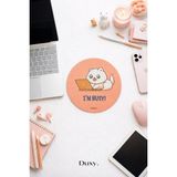 Duxy Espirili Sevimli Kedi Desenli Mouse Pad, 19 Cm, Kaymaz Taban, Ev Ofis ve Oyun Için Rahat ve Yumuşak - Pembe