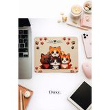 Duxy Kedi Desenli Mouse Pad, 23X19 Cm, Kaymaz Taban, Ev, Ofis ve Oyun Için Rahat ve Yumuşak Mousepad - Çok Renkli