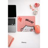 Duxy Kedi Desenli Mouse Pad, 23X19 Cm, Kaymaz Taban, Ev, Ofis ve Oyun Için Rahat ve Yumuşak Mousepad - Pembe
