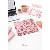 Duxy Sevimli Kedi Mouse Pad, 23X19 Cm, Kaymaz Taban, Ev, Ofis ve Oyun Için Rahat ve Yumuşak Mousepad - Pembe - Siyah
