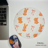 Duxy Sevimli Tavşan Desenli Mouse Pad, 19 Cm, Kaymaz Taban, Ev Ofis ve Oyun Için Rahat ve Yumuşak Mousepad - Renkli