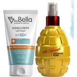 Duy Leke Karşıtı Güneş Kremi 50 ml + Bronzing Bomb, Bronzluğun Zirvesi, Bronzluğu, Koyu ve Buğday Tenliler