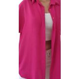 Duygu Dilsiz Fuşya Renk Kadın Uzun Kollu Gömlek, Oversize Kesim (fuşya, s)